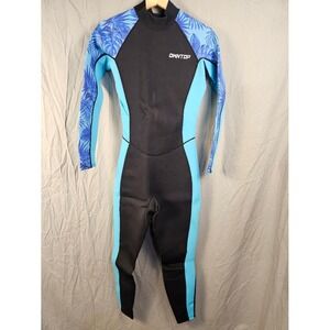 Owntop Womens Full Body Wetsuit Blue Tropical Leaf Print Neoprene D332001 M